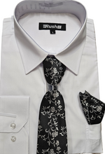 Load image into Gallery viewer, Long sleeve shirt with tie &amp; pocket Squares.