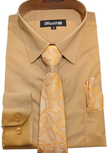 Load image into Gallery viewer, Long sleeve shirt with tie &amp; pocket Squares.