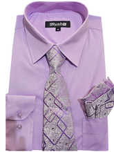 Load image into Gallery viewer, Long sleeve shirt with tie &amp; pocket Squares.