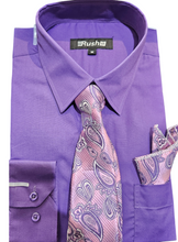 Load image into Gallery viewer, Long sleeve shirt with tie &amp; pocket Squares.