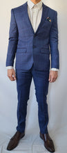 Load image into Gallery viewer, Slim Fit Blue Checkered Suit - Short