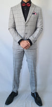 Load image into Gallery viewer, Slim Fit Light Grey Checkered Suit - Tall