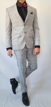 Load image into Gallery viewer, Slim Fit Light Grey Checkered Suit
