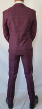 Load image into Gallery viewer, Slim Fit Burgundy Checkered Suit - Short