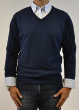 Load image into Gallery viewer, Blue V-Neck Full Sleeve Vest